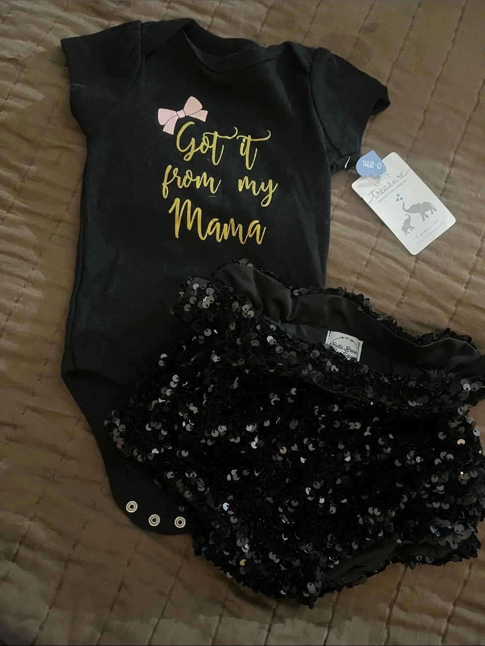 Black Baby Bib with Gold Script